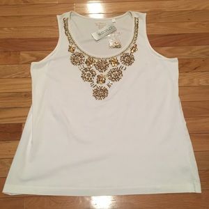 Gold Beaded White CHICO’s Tank
